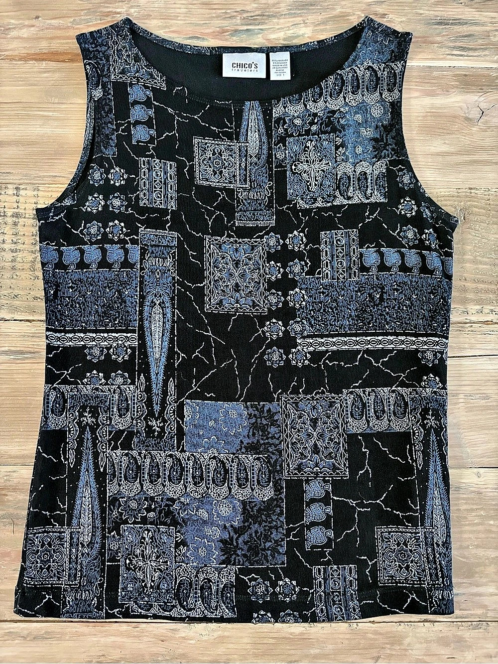 Chico's Abstract Print Tank Top Size 1 Rayon